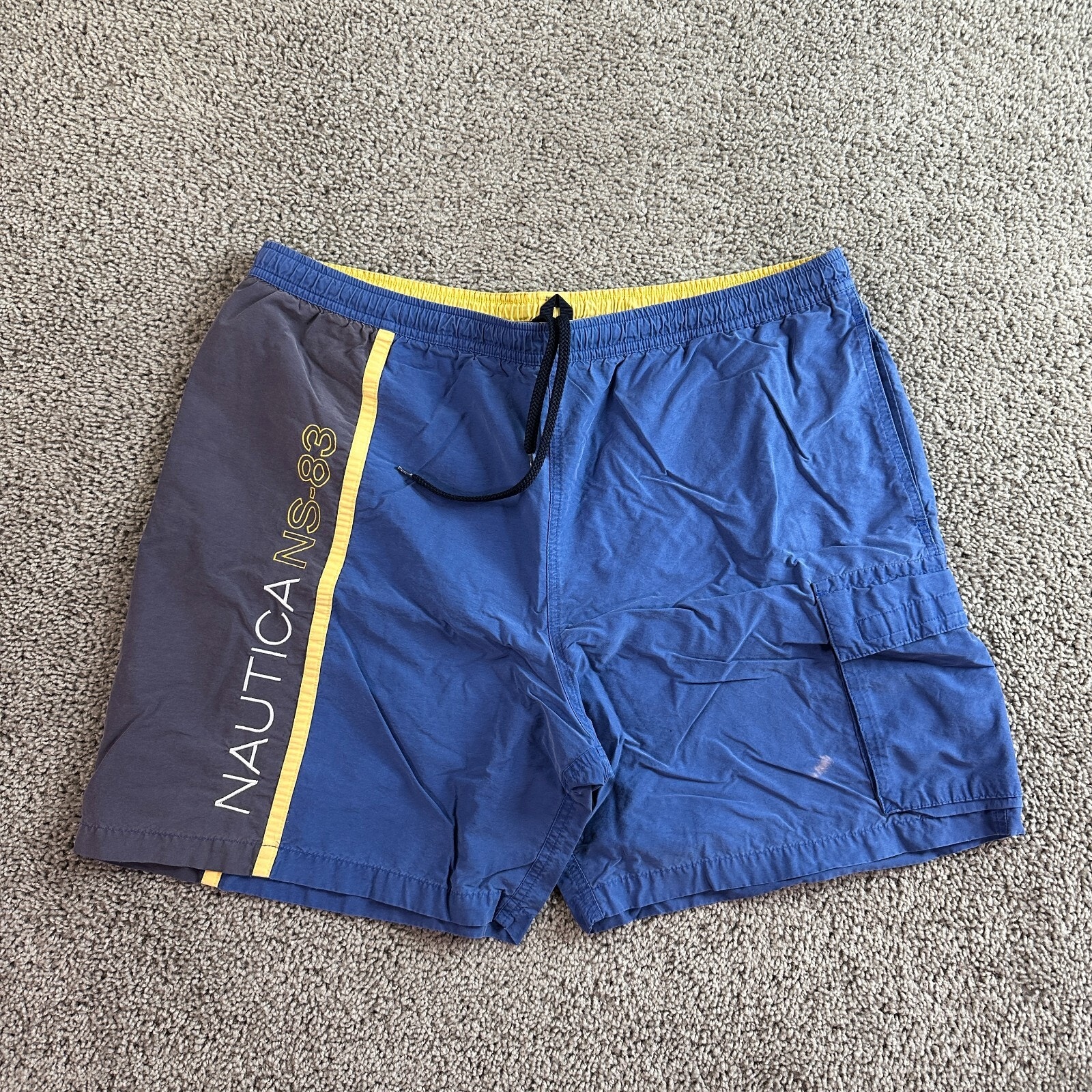 Vintage Nautica Swim Trunks Mens Extra Large Blue Ns-83 Nylon Shorts 90s Flaw